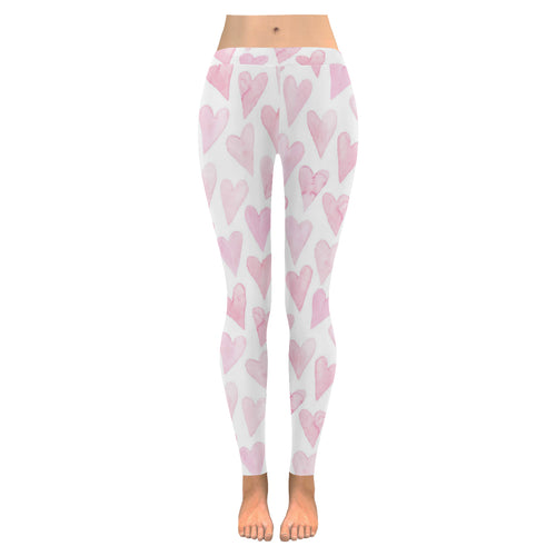 Watercolor pink heart pattern Women's Legging Fulfilled In US