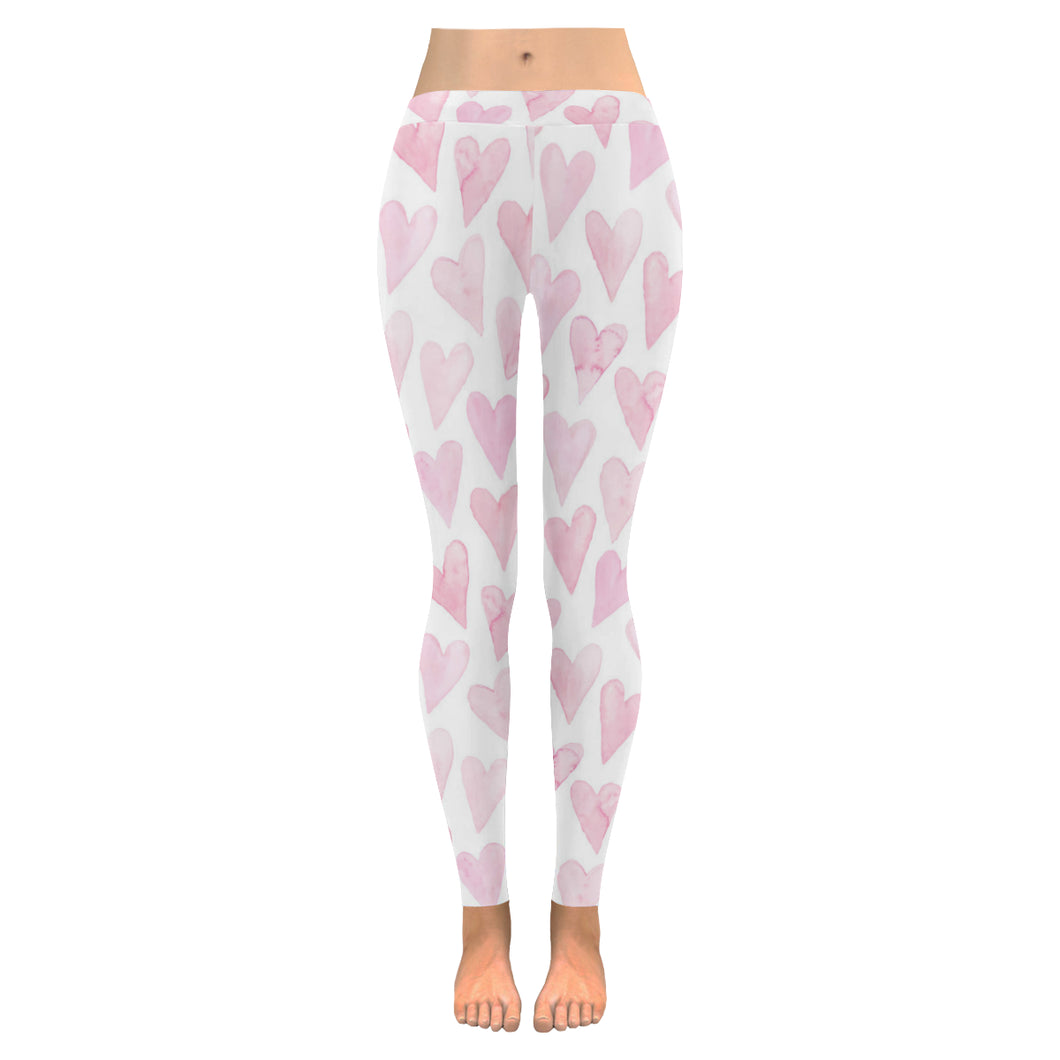 Watercolor pink heart pattern Women's Legging Fulfilled In US