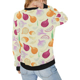 Onion garlic white red pattern Women's Crew Neck Sweatshirt