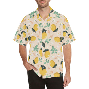 lemon flower leave pattern Men's All Over Print Hawaiian Shirt