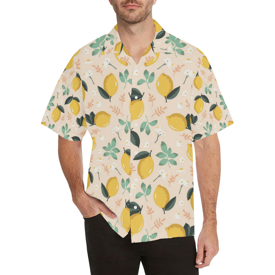 lemon flower leave pattern Men's All Over Print Hawaiian Shirt