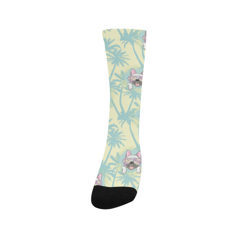 French bulldog hawaii blackground Crew Socks