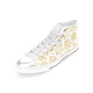 hand drawn onion pattern Women's High Top Canvas Shoes White