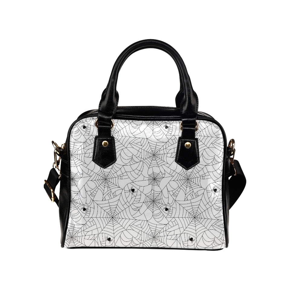 Spider web cobweb pattern white background Shoulder Handbag