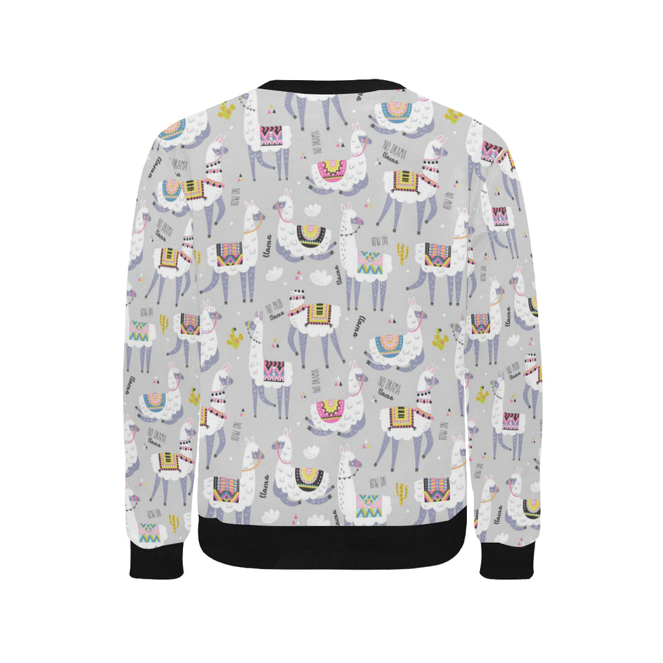 Cute Llama Alpaca pattern Men's Crew Neck Sweatshirt