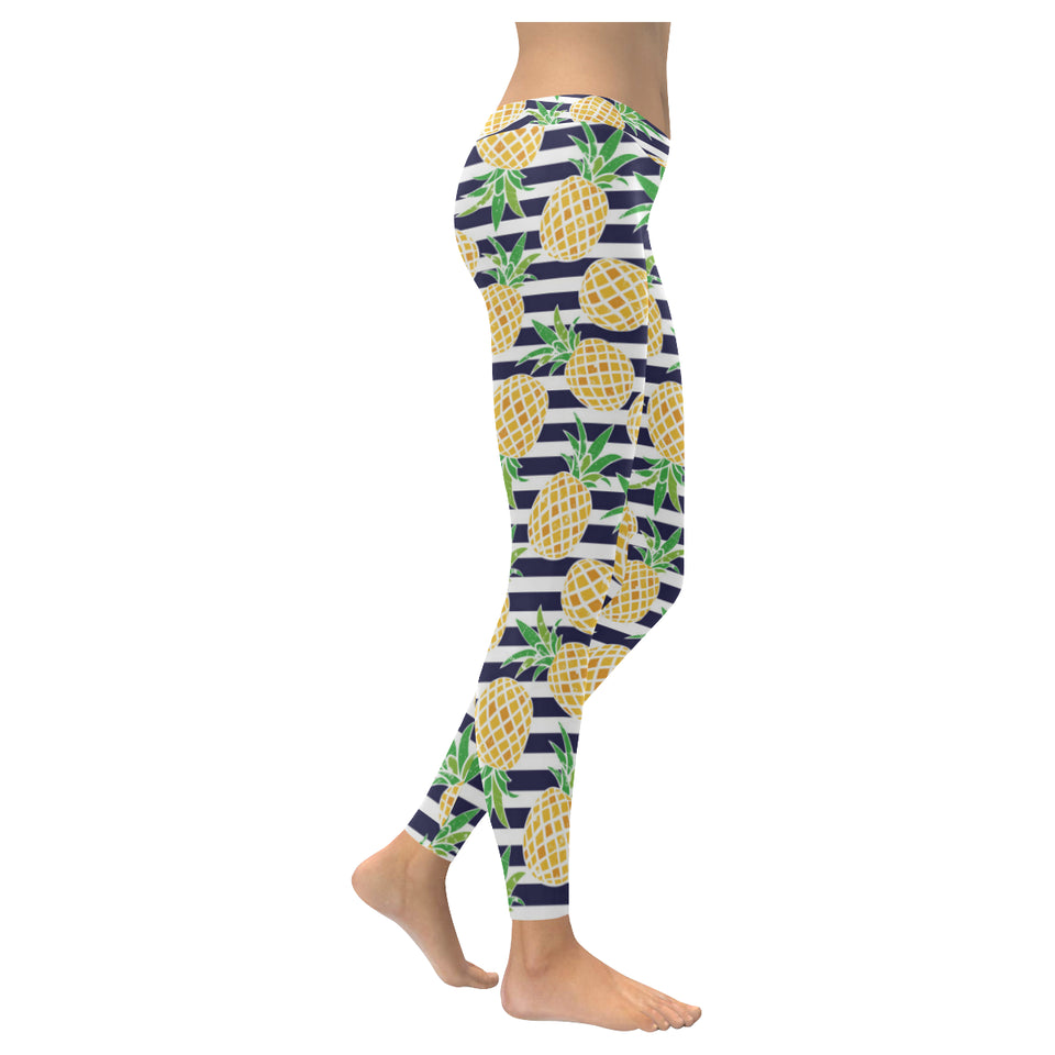 Pineapples pattern striped background Women's Legging Fulfilled In US