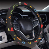 Music Notes Pattern Print Design 02 Car Steering Wheel Cover