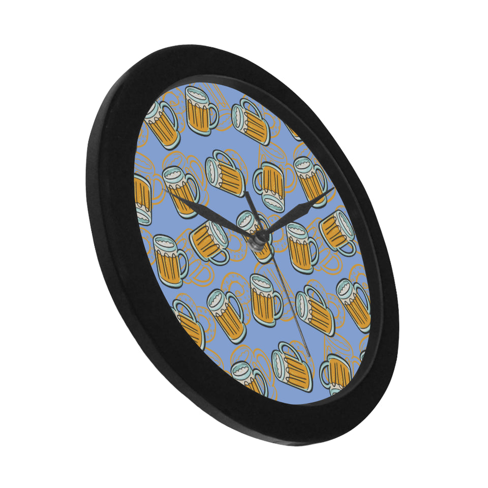 Beer pattern Elegant Black Wall Clock