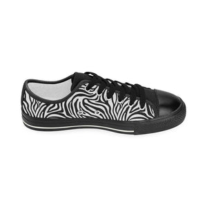 Zebra skin pattern Kids' Boys' Girls' Low Top Canvas Shoes Black