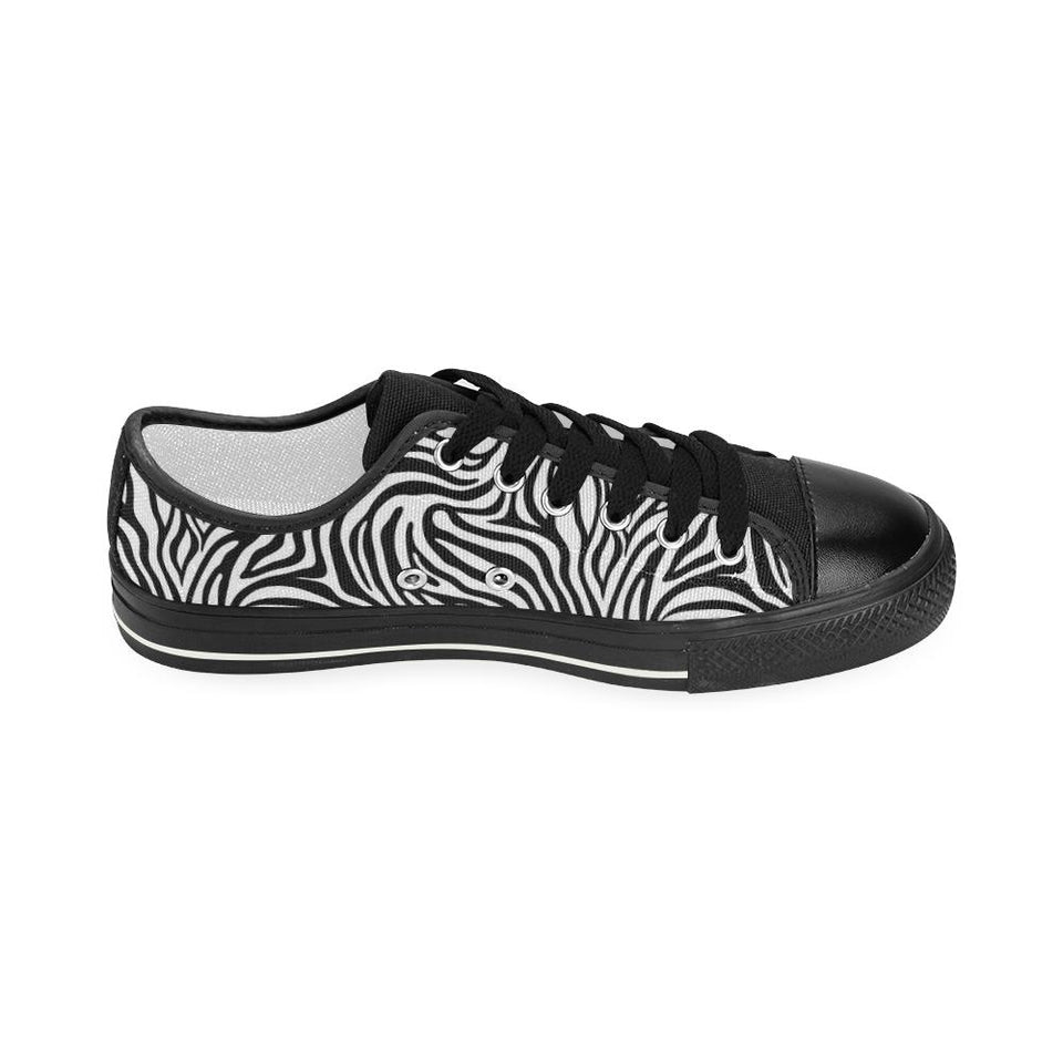 Zebra skin pattern Kids' Boys' Girls' Low Top Canvas Shoes Black