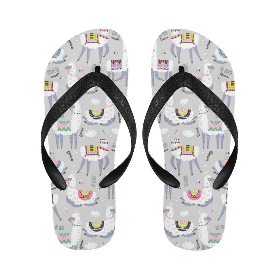 Cute Llama Alpaca pattern Unisex Flip Flops