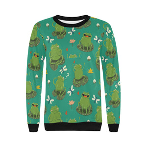 Cute frog dragonfly design pattern Women's Crew Neck Sweatshirt