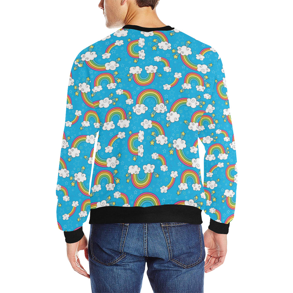 Rainbows Sky Clouds Pattern Men's Crew Neck Sweatshirt