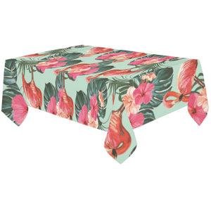 Beautiful flamingo tropical palm leaves hibiscus p Tablecloth