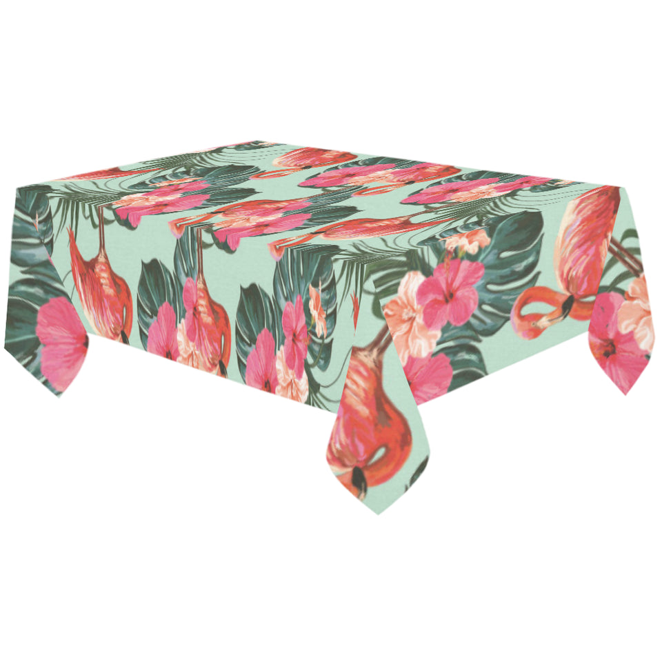 Beautiful flamingo tropical palm leaves hibiscus p Tablecloth