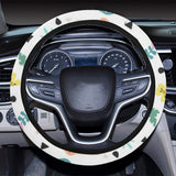 Cute elephants palm tree flower butterfly pattern Car Steering Wheel Cover