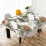 Monkey red hibiscus flower palm leaves floral patt Tablecloth