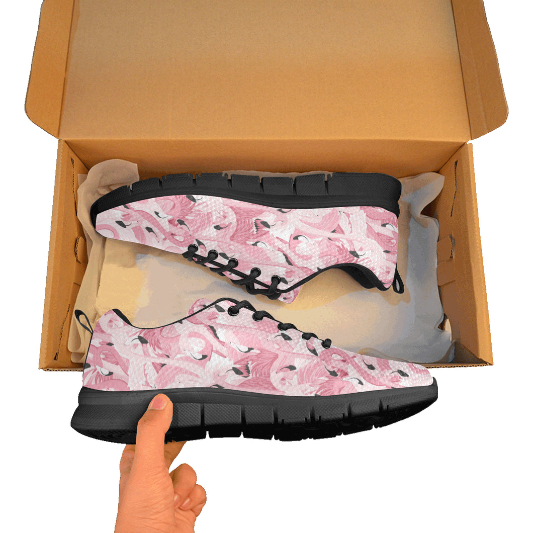 Pink flamingos pattern background Women's Sneaker Shoes
