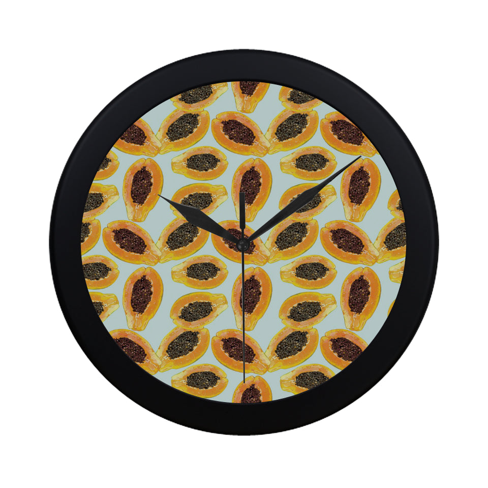 Watercolor papaya pattern Elegant Black Wall Clock