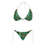 heliconia flower palm monstera leaves black backgr Sexy Bikinis Two-Piece Swimsuits