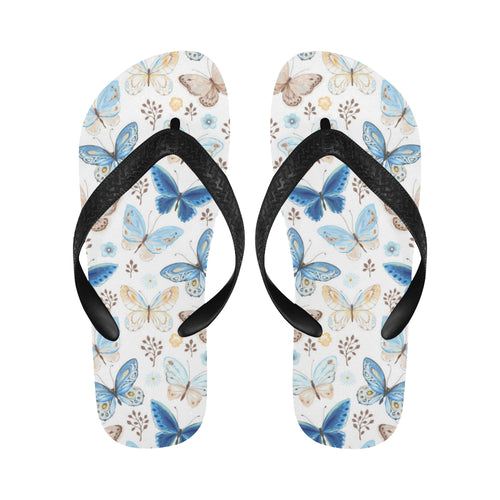 blue butterfly pattern Unisex Flip Flops
