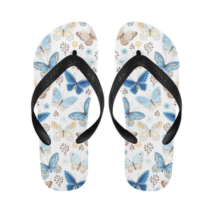 blue butterfly pattern Unisex Flip Flops