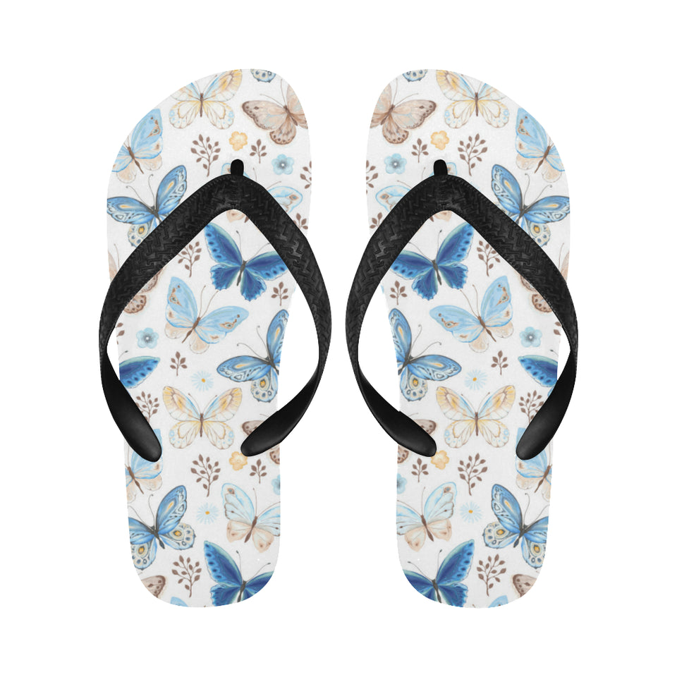 blue butterfly pattern Unisex Flip Flops