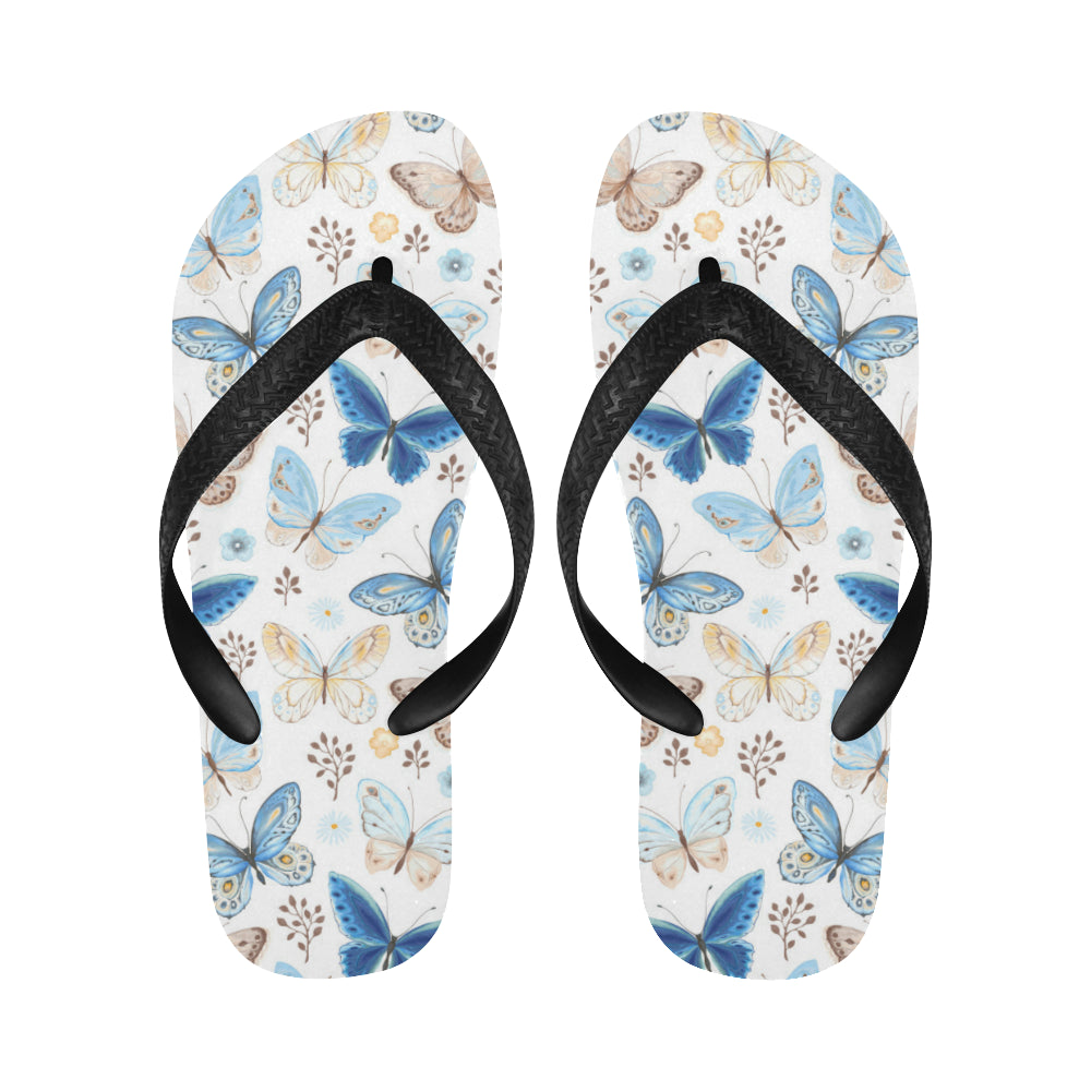 blue butterfly pattern Unisex Flip Flops