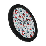 Cute color paper sailboat pattern Elegant Black Wall Clock