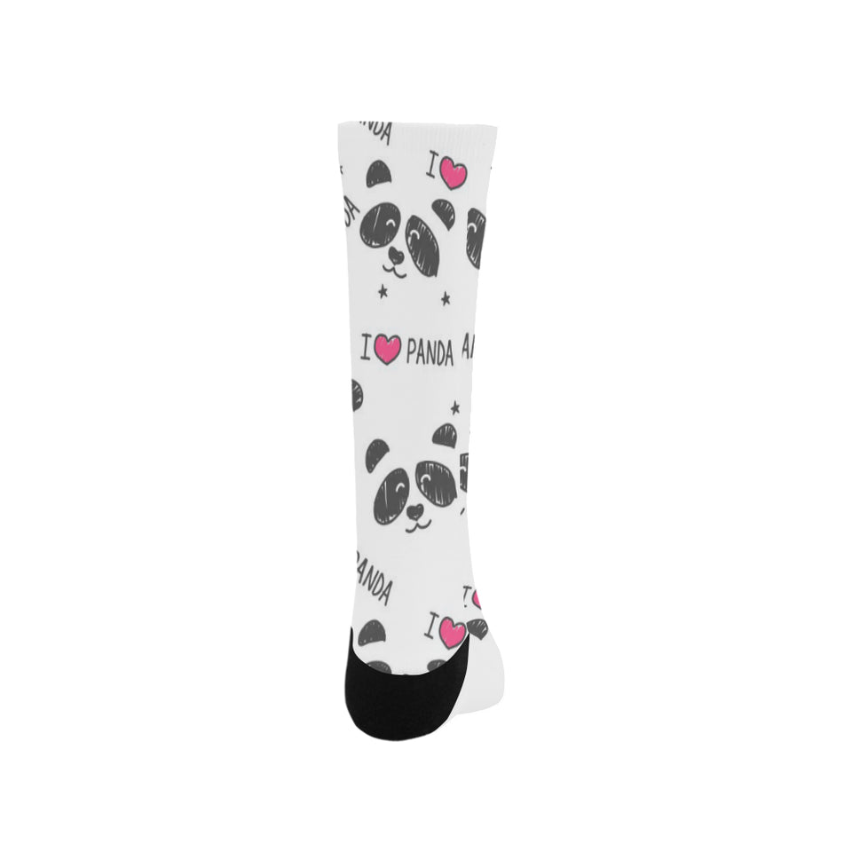 Hand Drawn faces of pandas pattern Crew Socks