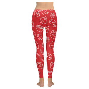 sushi pattern red background Women's Legging Fulfilled In US