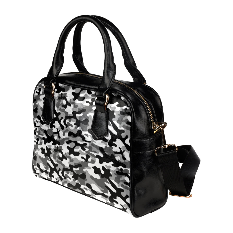 Black white camouflage pattern Shoulder Handbag