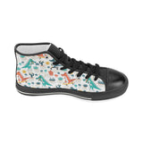 Cute Crocodile Pattern Women's High Top Canvas Shoes Black