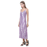 Lavender flowers purple pattern V-Neck Open Fork Long Dress