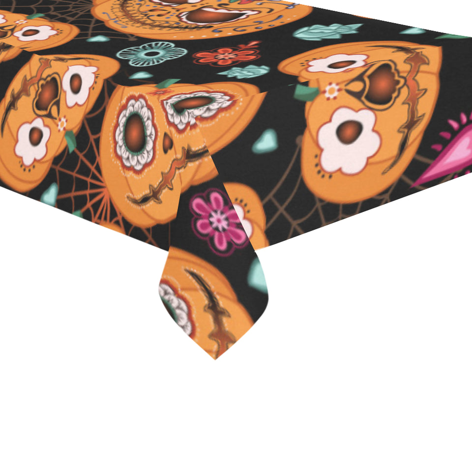 Pumpkin flowers spiderweb Halloween theme Tablecloth