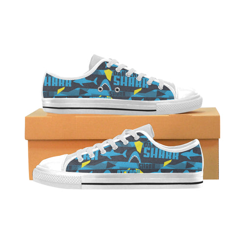 Shark dangerous Men's Low Top Shoes White
