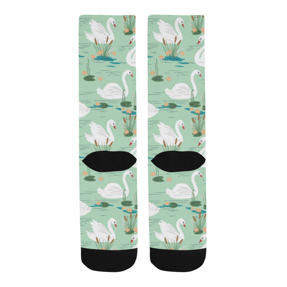 White swan lake pattern Crew Socks