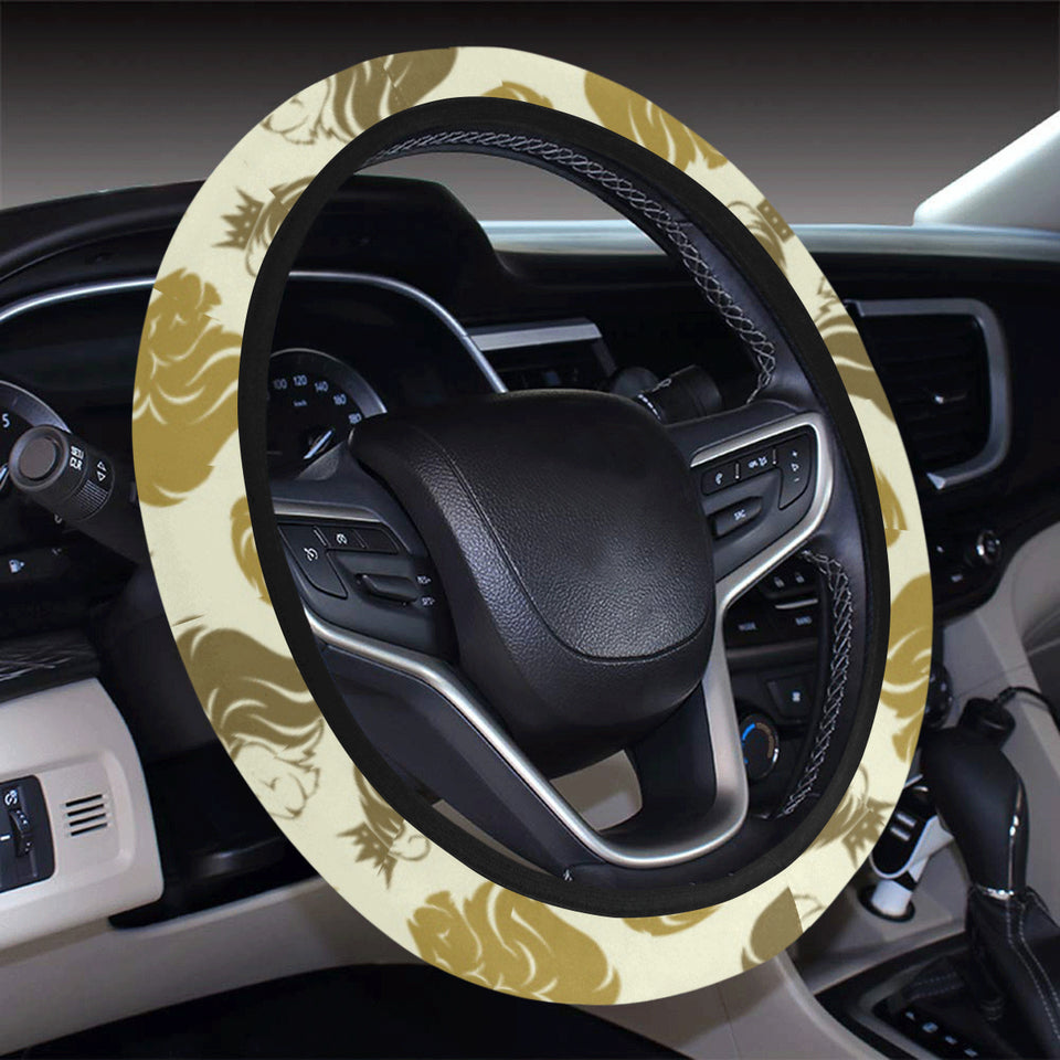 Lion Pattern Print Design 02 Car Steering Wheel Cover
