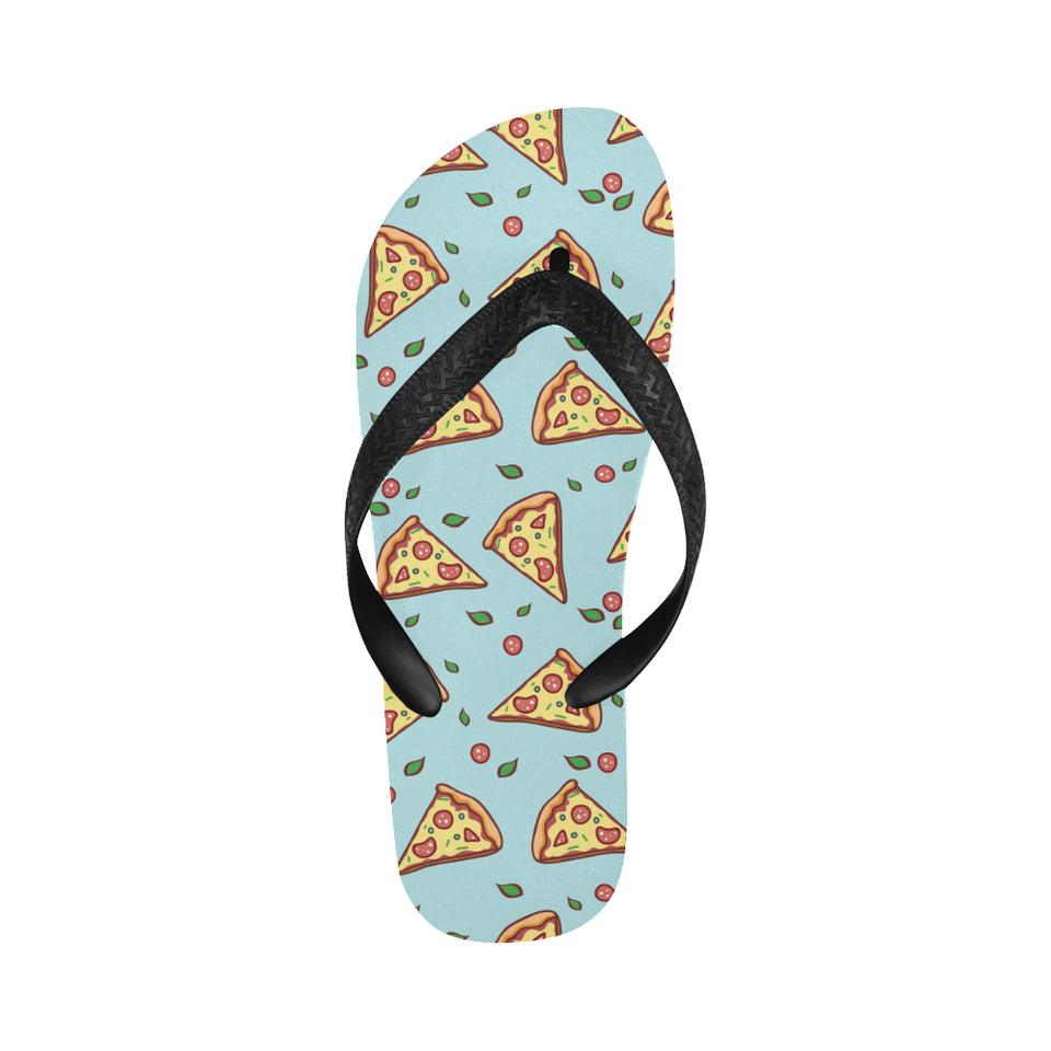Hand drawn pizza blue background Unisex Flip Flops