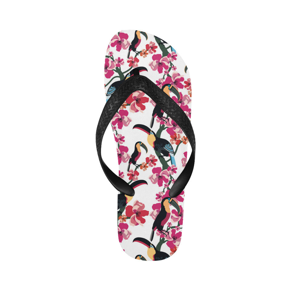 Toucan flower design pattern Unisex Flip Flops