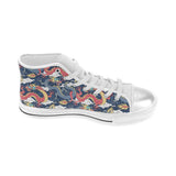 Blue red dragon cloud pattern Women's High Top Canvas Canvas Shoes White