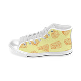 Cheese design pattern Men's High Top Canvas Shoes White