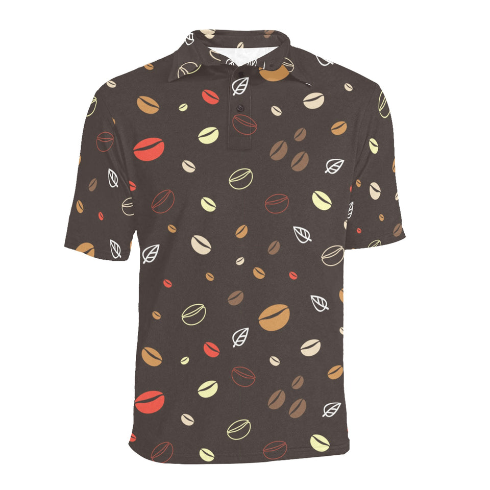 Coffee bean leave pattern Men's All Over Print Polo Shirt