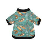 cute brown sea otters ornamental seaweed corals gr All Over Print Pet Dog Round Neck Fuzzy Shirt
