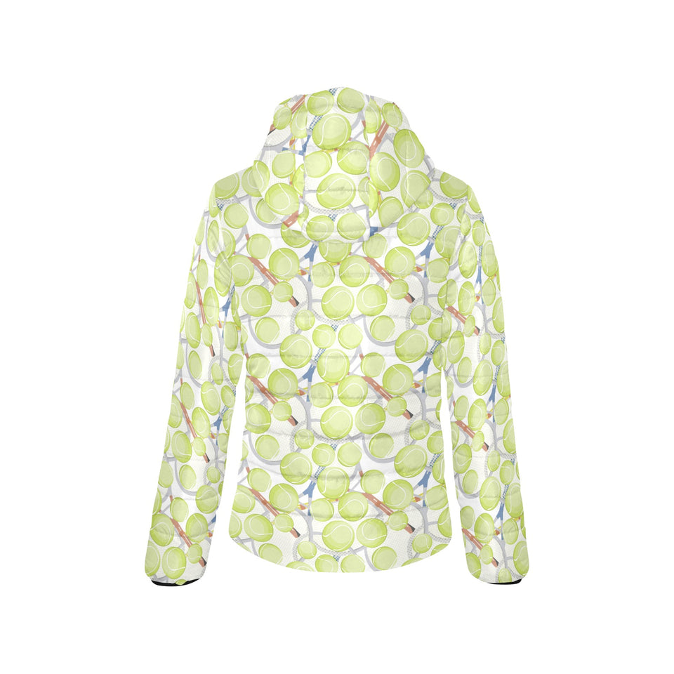 Tennis Pattern Print Design 01 Women's Padded Hooded Jacket