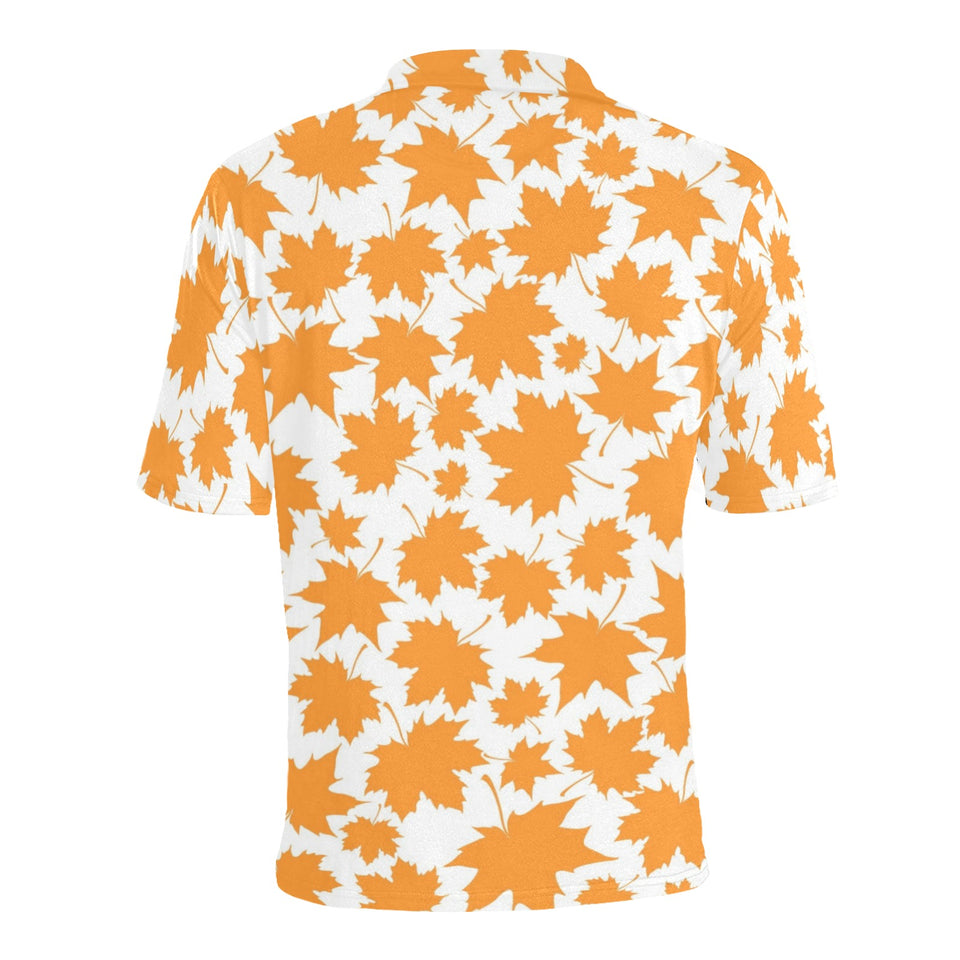 Orange Maple Leaf pattern Men's All Over Print Polo Shirt
