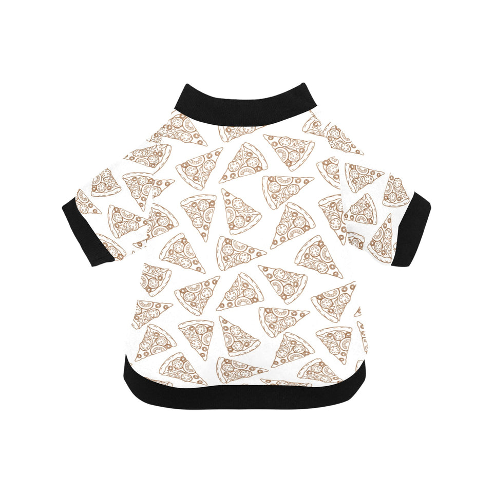 Hand drawn pizza pattern All Over Print Pet Dog Round Neck Fuzzy Shirt