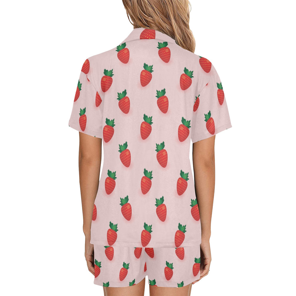 Strawberry beautiful pattern Women's V-Neck Short Pajama Set