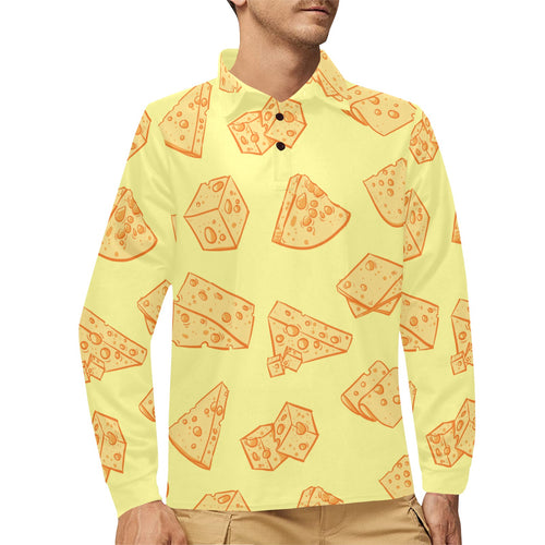Cheese design pattern Men's Long Sleeve Polo Shirt