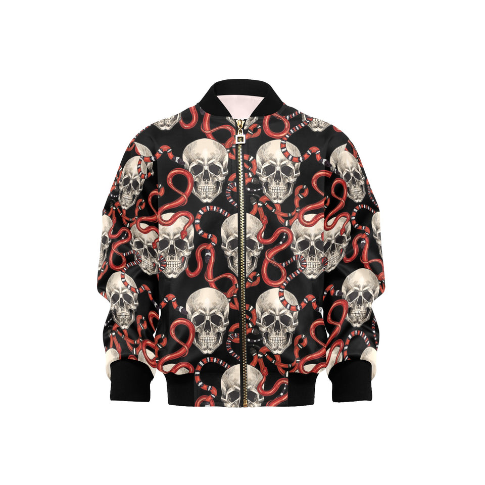 Red snake skull pattern Kids' Boys' Girls' Bomber Jacket